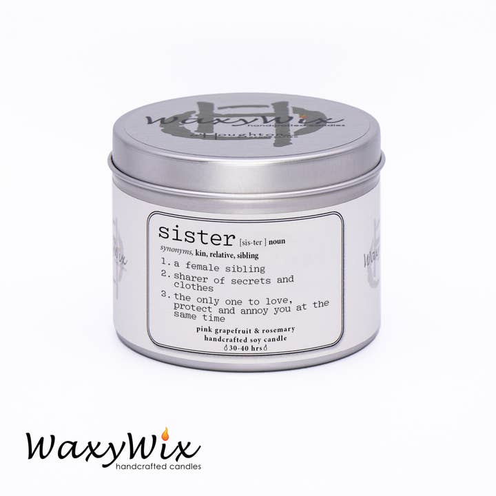 The Wicklow Witch Ltd – wholesale Travel candles – Sister: Noun, Definition. Candle Gift for Sister1