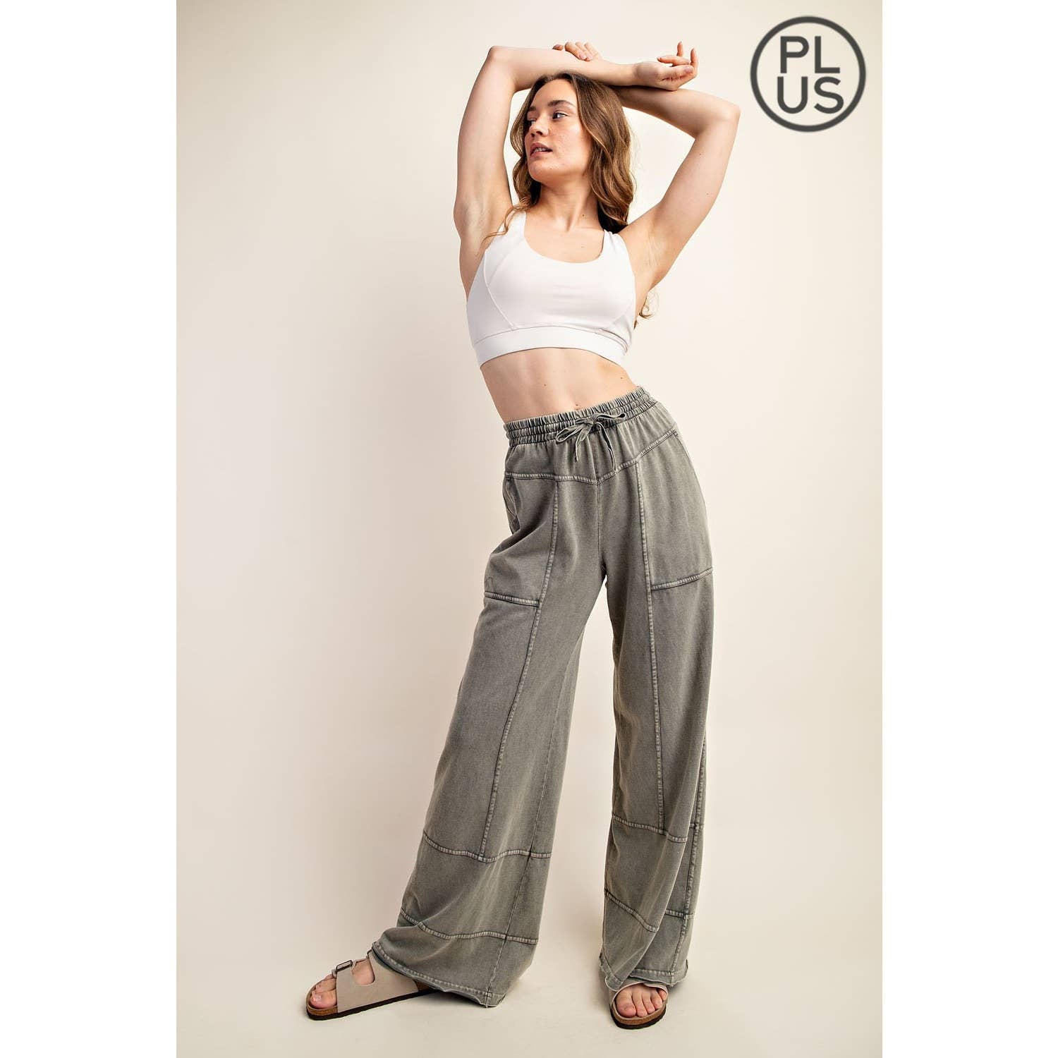 Rae Mode - Wholesale Pants - Women's - PLUS SIZE MINERAL WASHED FULL LENGTH COTTON PANT4
