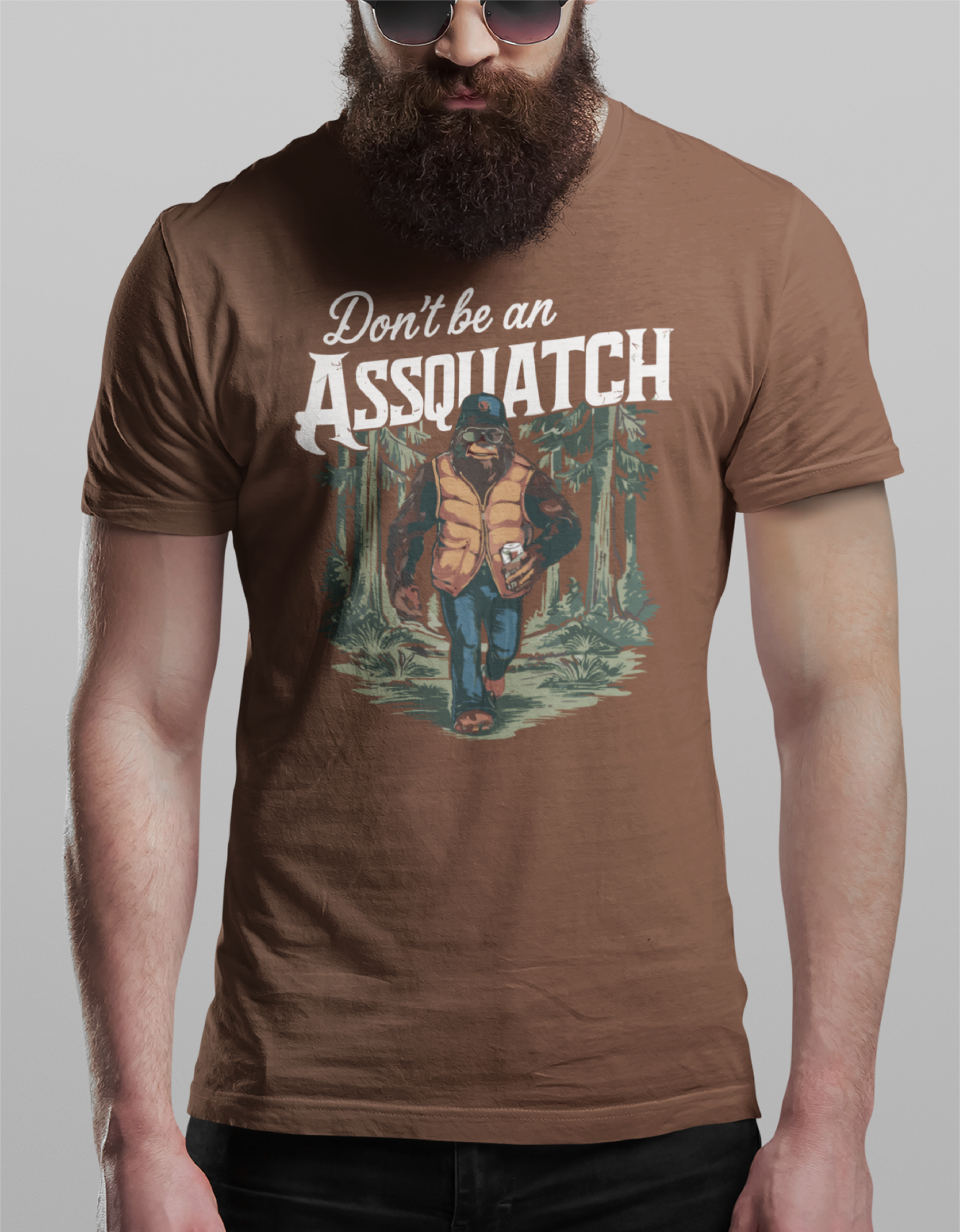 Hunt Hook Eat – T-shirt estampada - Unissexo por atacado – T-shirt Don't Be Asquatch2