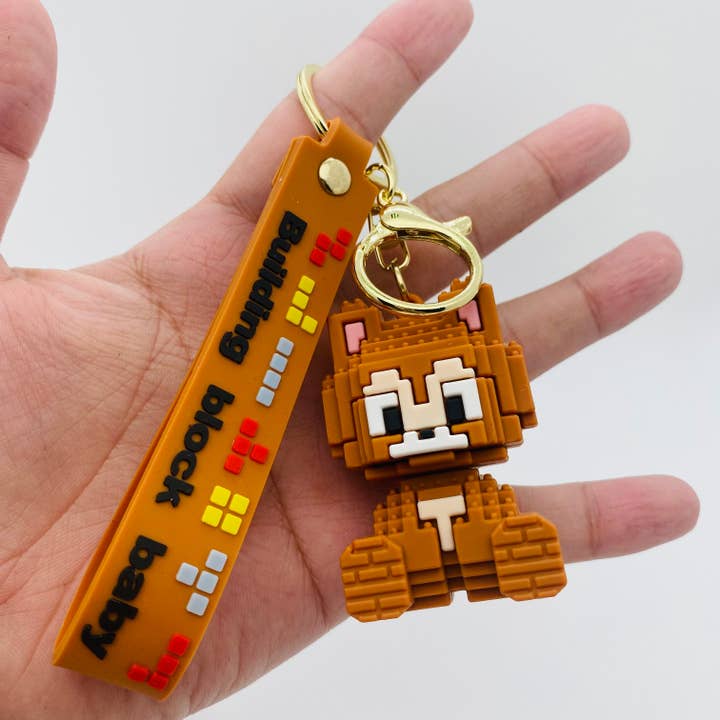 Cartoon Accessories Building Block Doll Cute Keychain for wholesale by Mio Queena