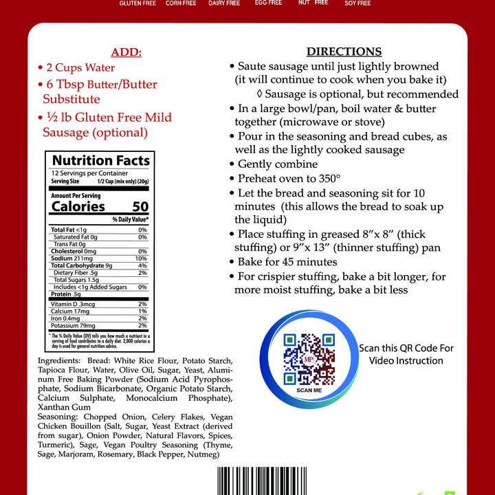 Mom's Place Gluten Free - Wholesale Bread Mix - Gluten-Free Sensational Stuffing Mix2