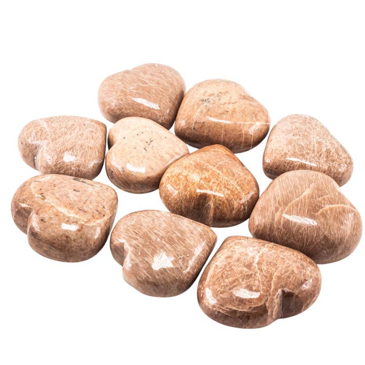 Sac de 1/2 kg-1 lb de cœurs en pierre de lune pêche pour la vente par Quasar Gems USA