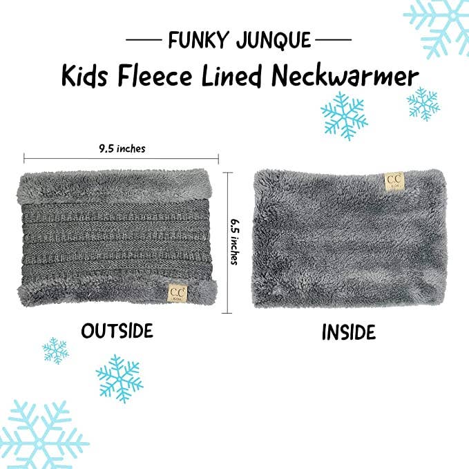 Funky Junque - Wholesale Scarf - Kids - Kids Fleece Lined Scarf Bundle - 1 Heather Grey/1 Indi Pink