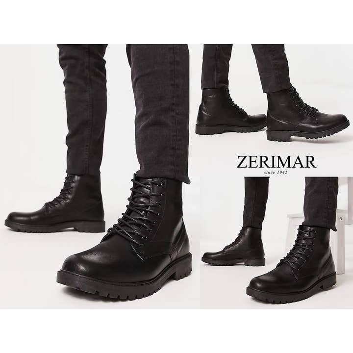 Negro Zerimar Leather Ankle Boots for Men, Stylish and Versatile for wholesale on Faire4