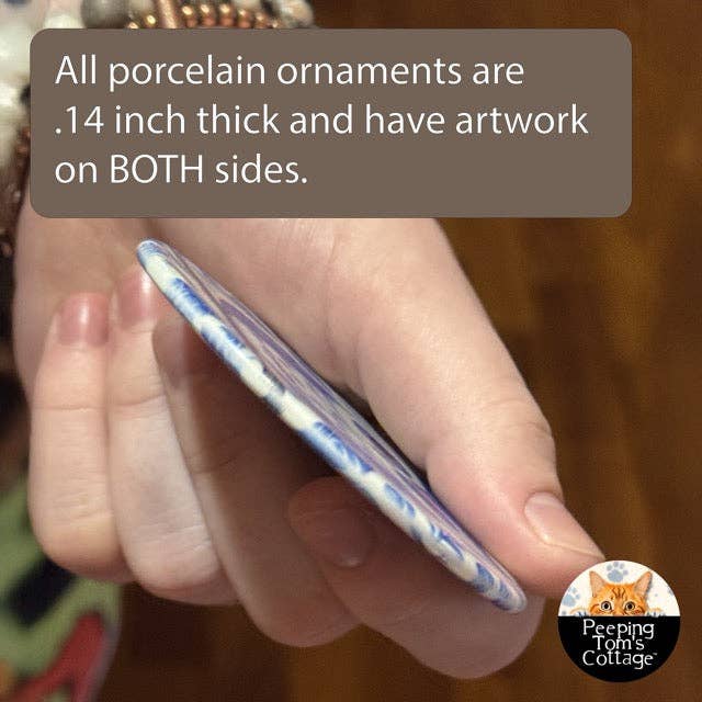 Peeping Tom's Cottage - Wholesale Ornament - Cardinal Christmas Ornament – Porcelain Stained Glass Look – Double Sided – Sold Individually or as Set of 710