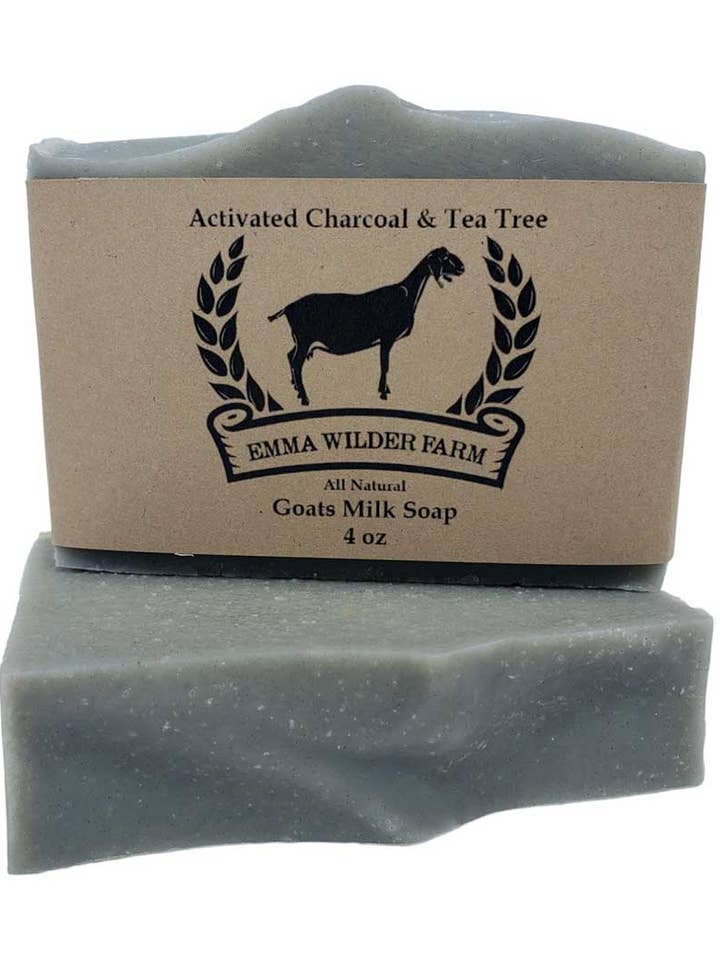 Charcoal & Tea Tree Goat Milk Soap Bar for wholesale by Emma Wilder Farm