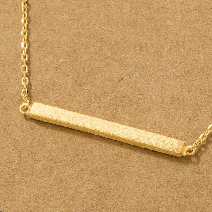 Fame Accessories - Wholesale Pendant/Charm Necklace - Gold Dipped Thin Bar Pendant Necklace3