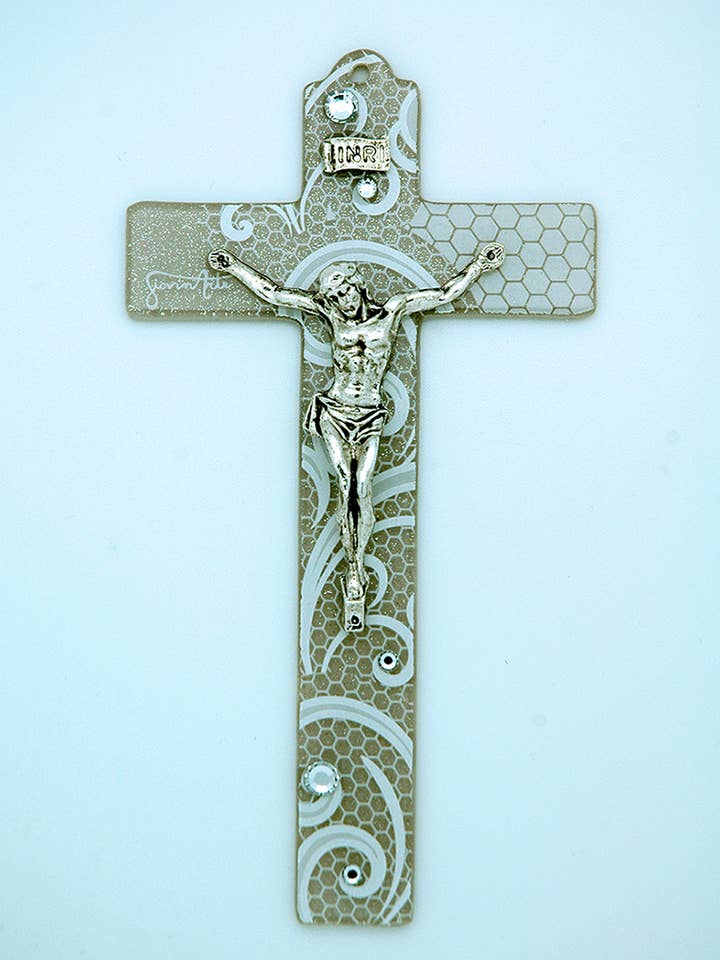 IG2583- Decoración de cruz de pared de cristal de Murano italiano para venta al por mayor de Contreras Designs