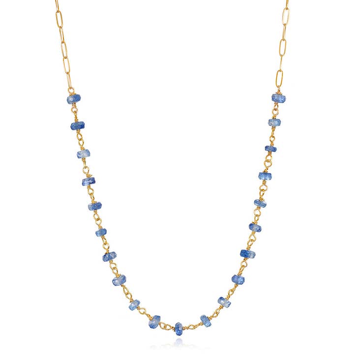 Paperclip Necklace - Kyanite for wholesale by Amelia Rose Jewelry