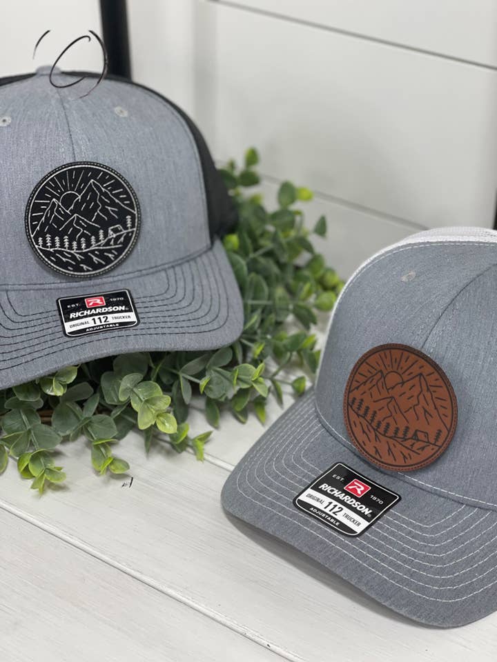 Adult Mountain Sunrise Circle Patch Snapback Hat for wholesale by CMD Wholesale