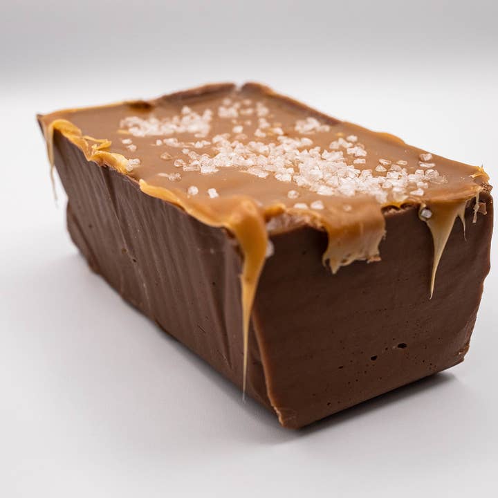 5lb Loaf Chocolate Sea Salt Caramel Fudge for wholesale by Uncommon Chocolatier