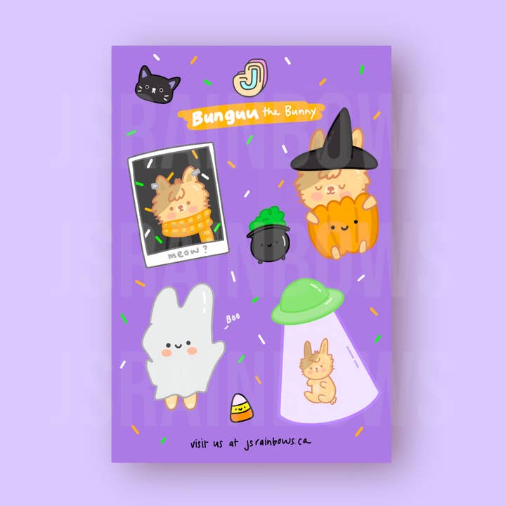 Bunny Bunguu Halloween- Waterproof Vinyl Sticker Sheet for wholesale by J’s Rainbows