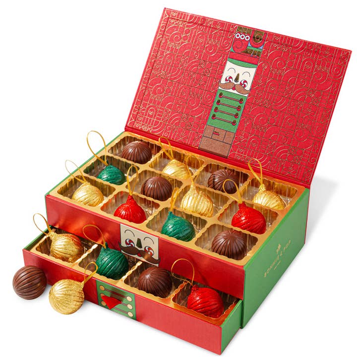Nutcracker Ornament Chocolate Gift Box | Edible Chocolate Christmas Tree Ornaments | Bonnie & Pop for wholesale by Bonnie & Pop