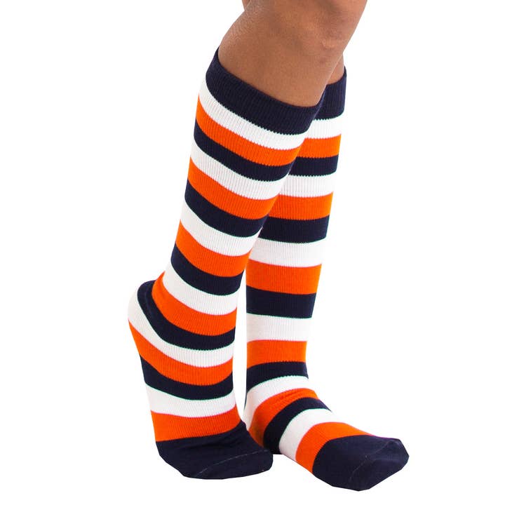 Chrissy's Socks - Wholesale Socks - Women's - Navy/White/Orange Striped Socks