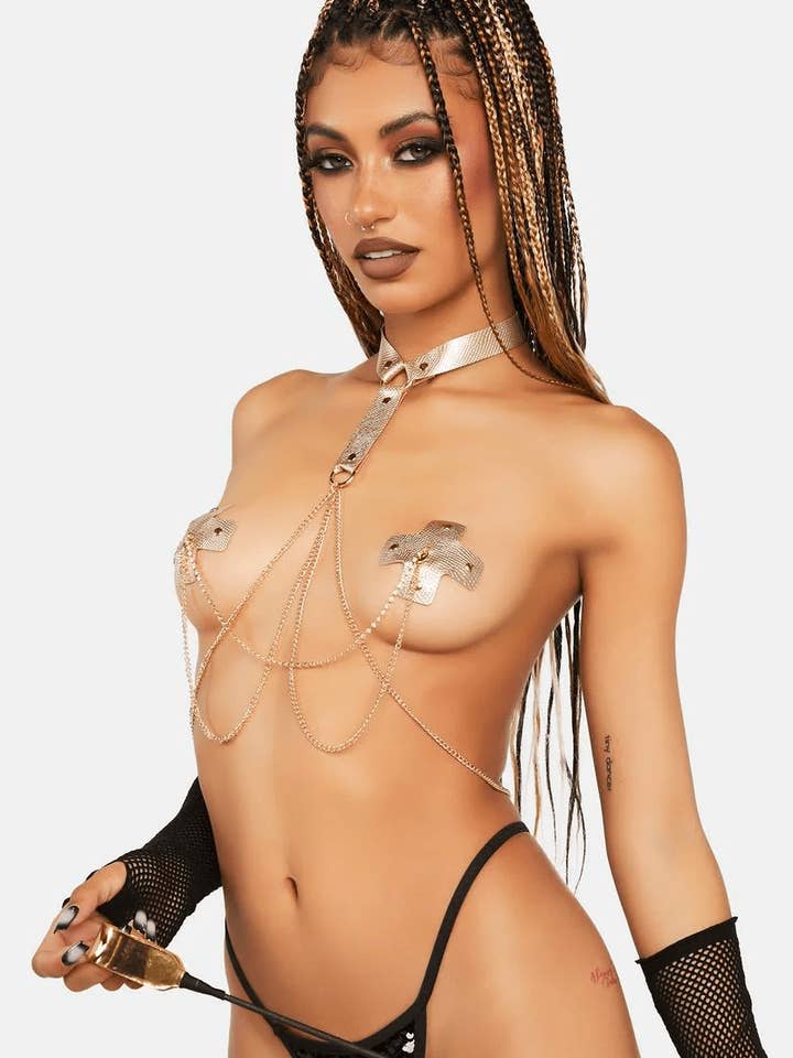 Gold Golden Goddess Harness X Wiederverwendbare Silikon-Nippelschutz-Pasteten für den Großhandel auf Faire