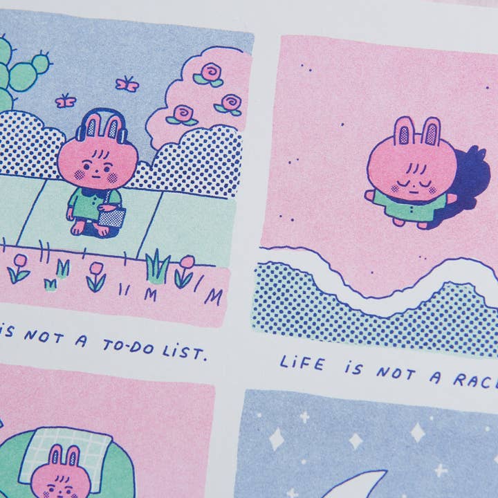 Megan Wang - Wholesale Art Print - Bunny Comic Risograph Print2