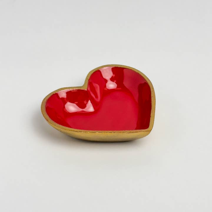 India Handicrafts Inc - Wholesale Decorative tabletop object - Gold Heart Red Enamel Bowl2