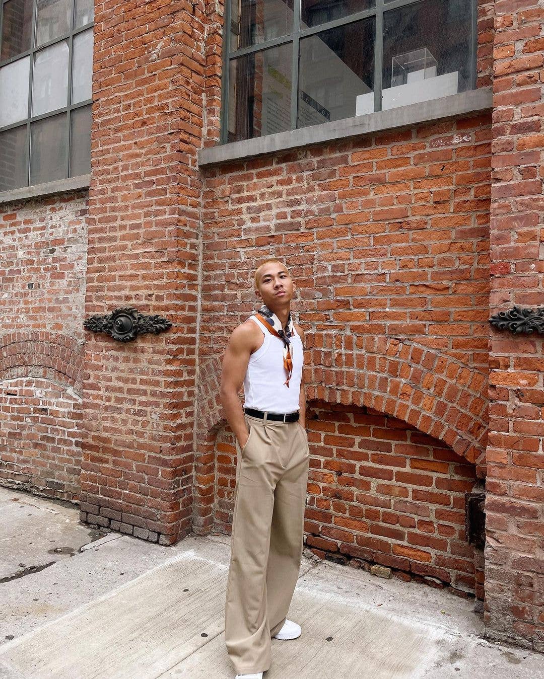 caramel "Noir Floral" Silk Diamond Neckerchief for wholesale on Faire5