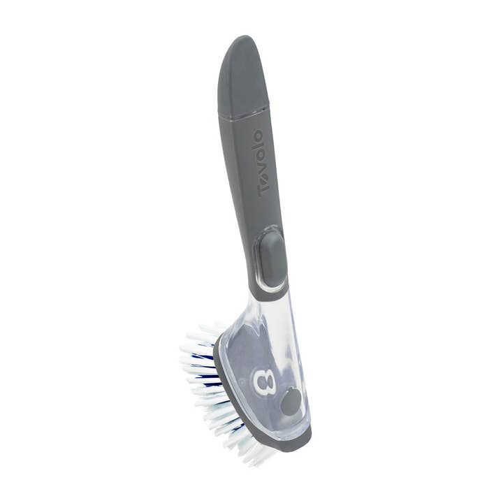 Ventures Int'l Products Inc. - Wholesale Cleaning Brush - TOVOLO® Magnetic Soap Dispensing Dish Brush - Charcoal/Clear