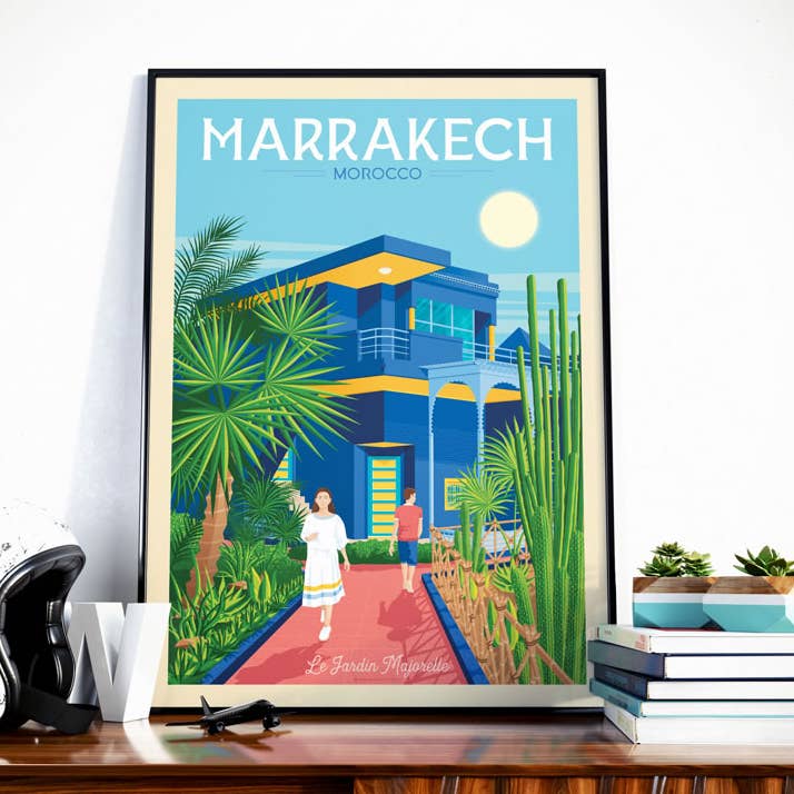 Marrakech Villa Majorelle Travel Poster - Morocco for wholesale by Olahoop Travel Posters