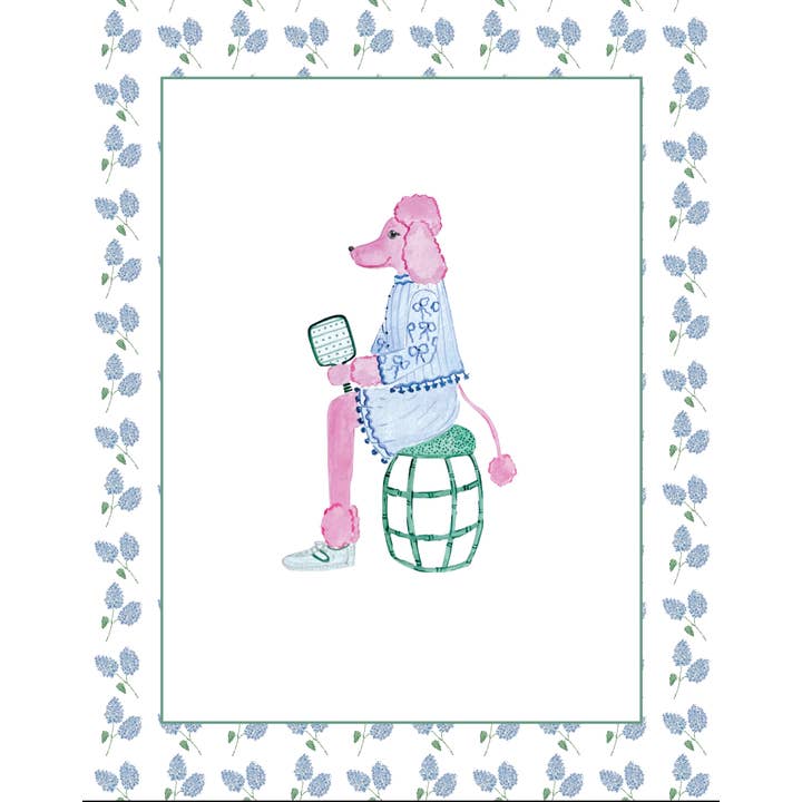 Pickleball Poodle Art Print for wholesale by Cedar Street Stationery