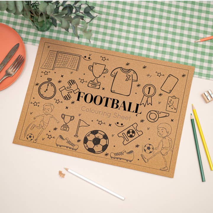Kids Football Colouring In Activity Mat A4 Sports Theme for wholesale by Sjstationery