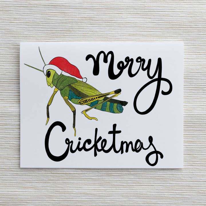 Christmas Card - Merry Cricketmas - Cricket Card for wholesale by Natalie V. Mason
