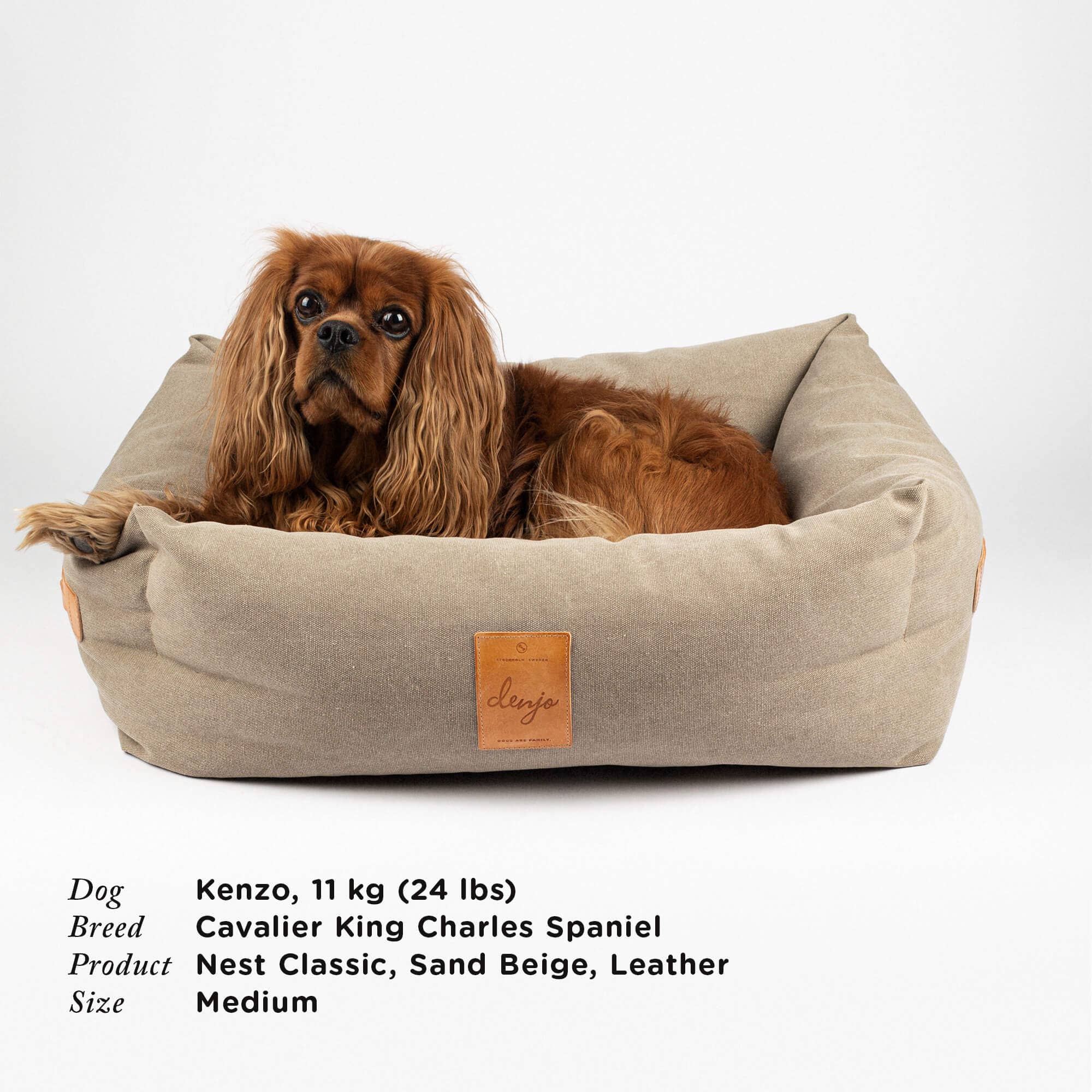 Denjo Dogs – wholesale Pet bed – Dog – Dog Bed Classic Nest with Leather Details Sand Beige3