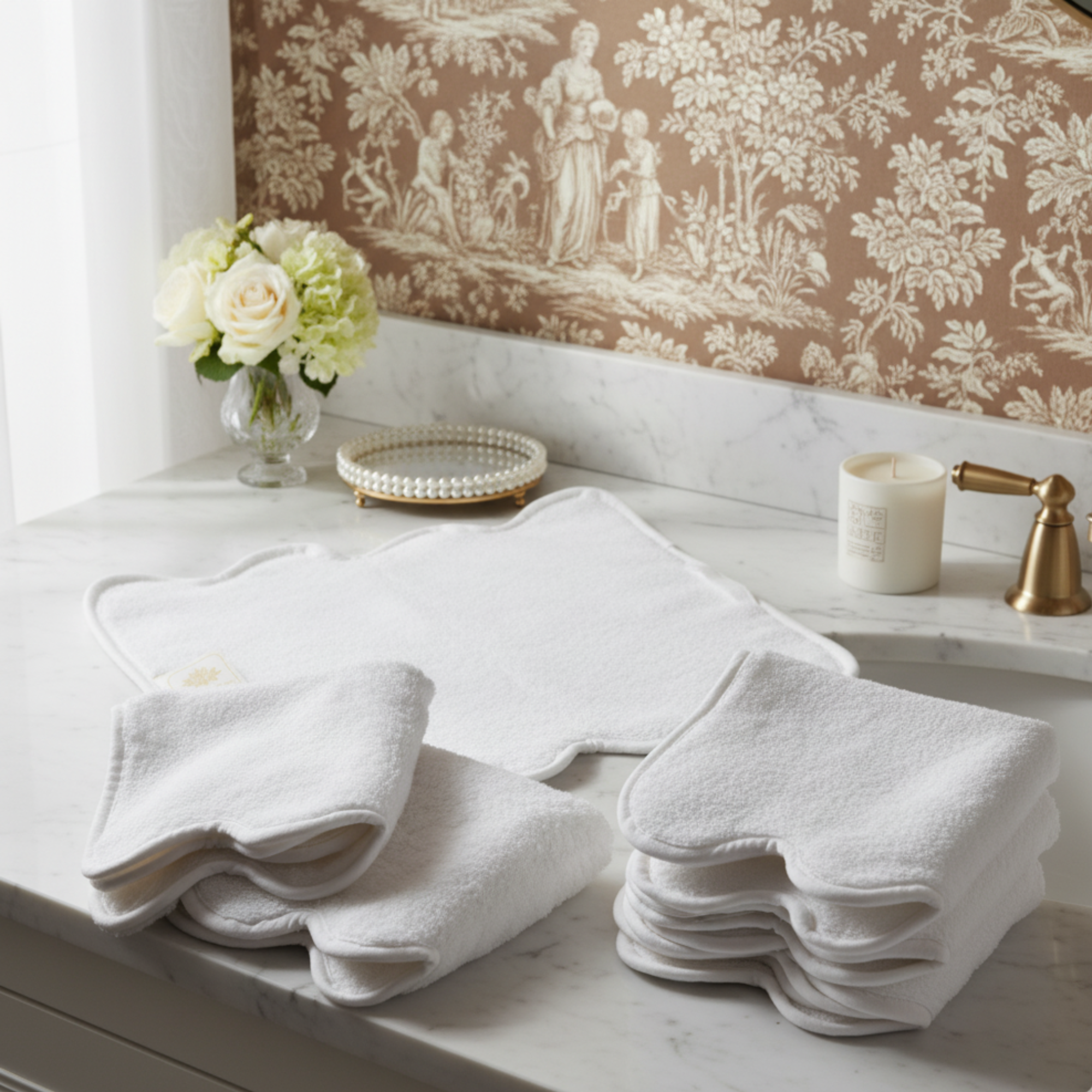 Lotus Linen – wholesale Badrumsmatta – Lyxig badrumsmatta i bomull med kammusselkanter59