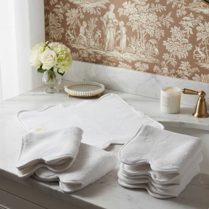 Lotus Linen – wholesale Bath mat – Luxury Scallop Piping Cotton Bath Mat70