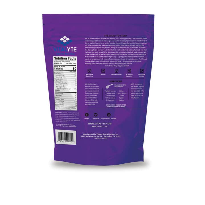 Vitalyte Sports Nutrition - Vendita all'ingrosso Bevanda salutare in polvere - Grape Stand Up Pouch - Miscela di bevande sostitutive per elett1