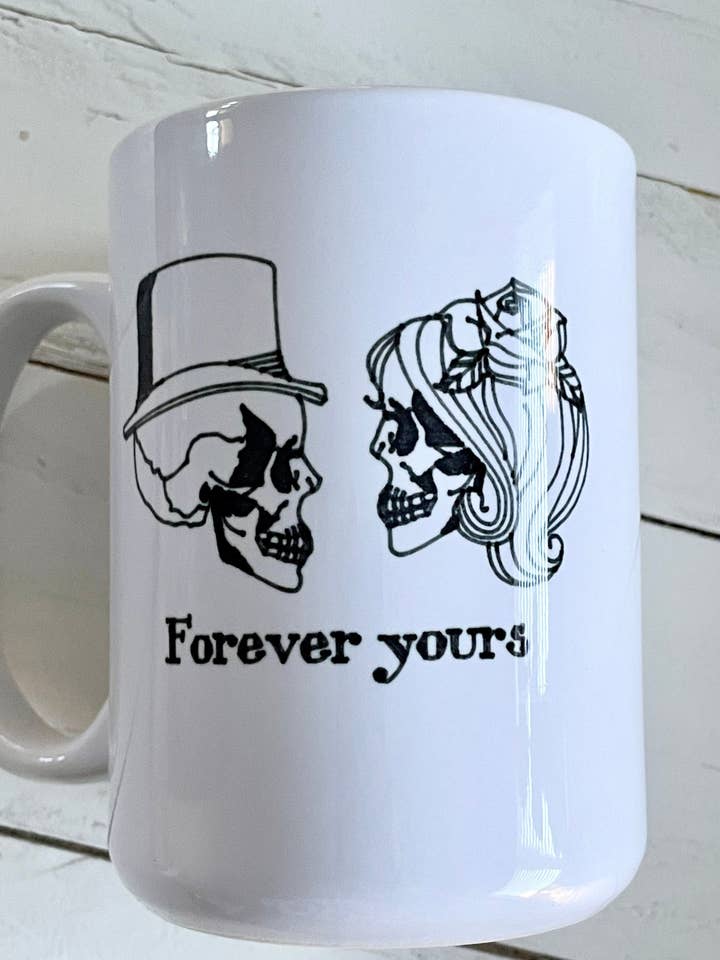 Para Sempre Teus, Caneca de Café Casal Caveira, 450ml, Segura para Máquina de Lavar Loiça por atacado de Three Black Cats Inc.