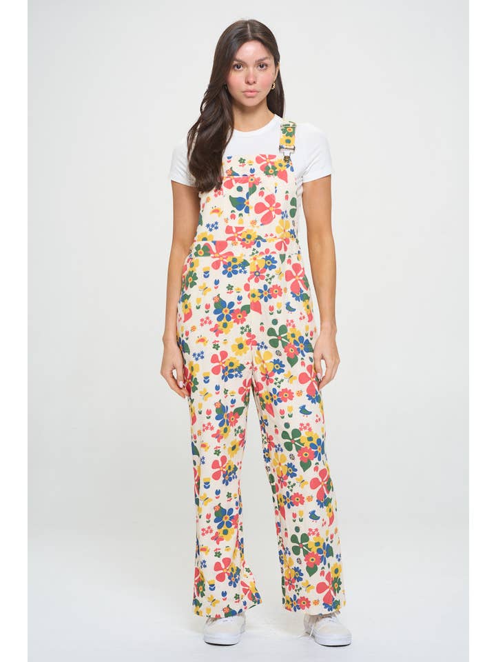 SM WARDROBE - Wholesale Overalls - Women's - MULTI COLOR FLORAL PRINT OVERALLS