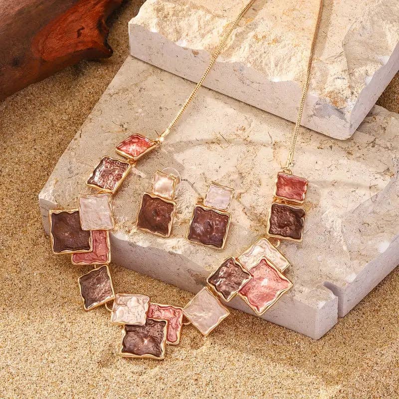 Huis Van Merken - Vendita all'ingrosso Parure di gioielli - Set di orecchini e collana in lega d'oro artigianale – Gioielli smaltati a goccia per uso quotidiano e regali1