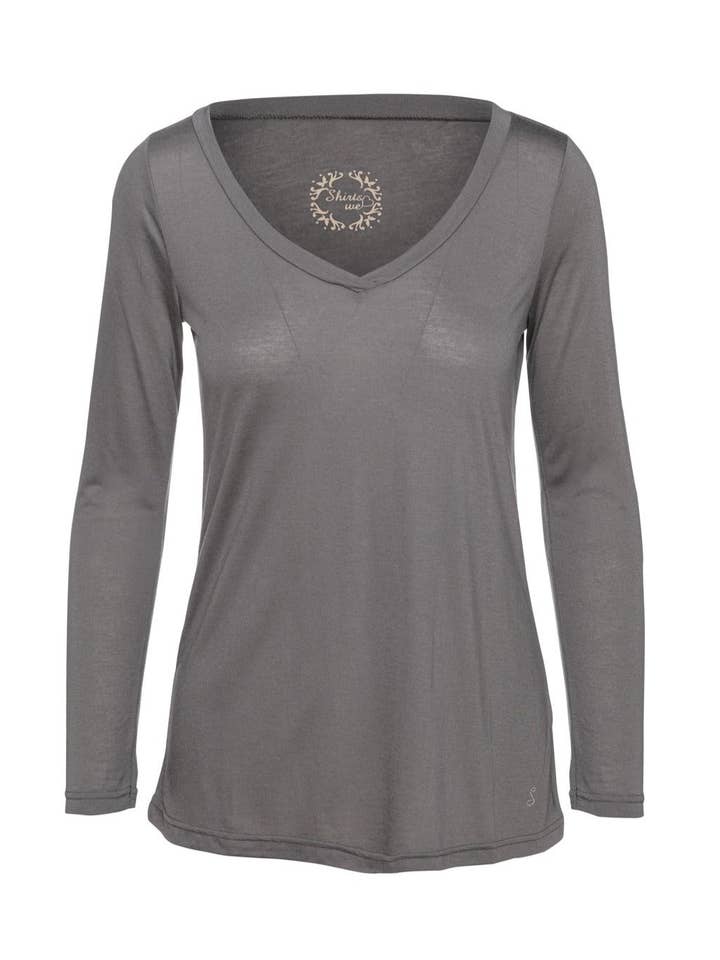 Mörkgrå V-ringad topp från SWL för wholesale av conquista