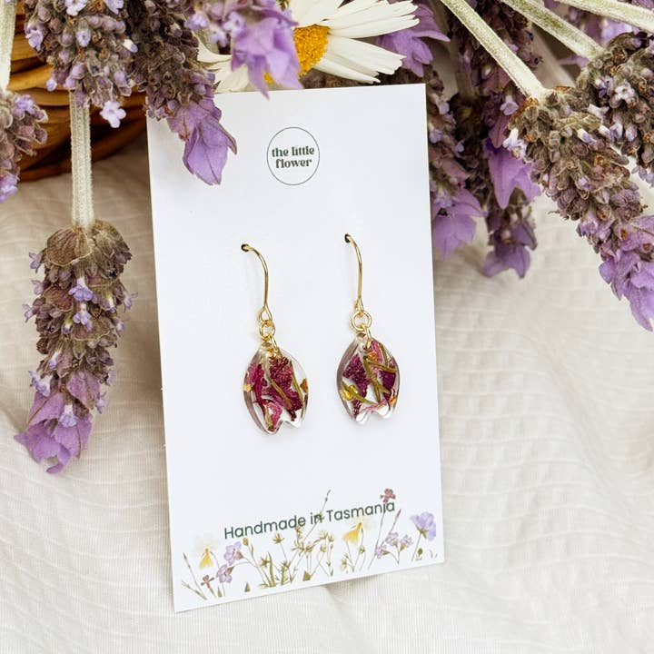 Tasmanian Lavender Dangle Earrings for wholesale by The Little Flower Handmade