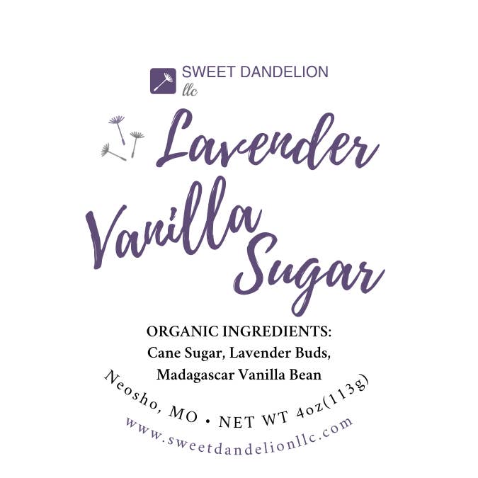 Lavender Vanilla Sugar for wholesale by Sweet Dandelion, llc