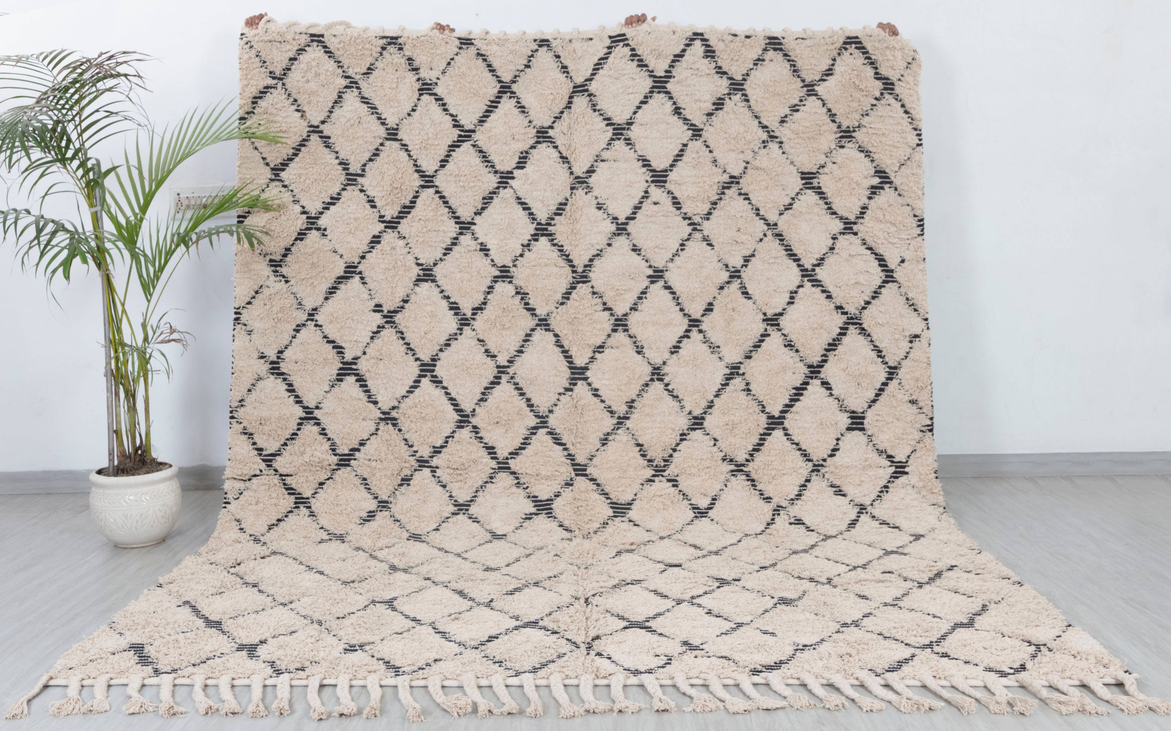 Aesthetic Homes LLC - Wholesale Area Rug - Modern Moroccan Beige Bohemian Hand Woven Wool Cotton Rug 0