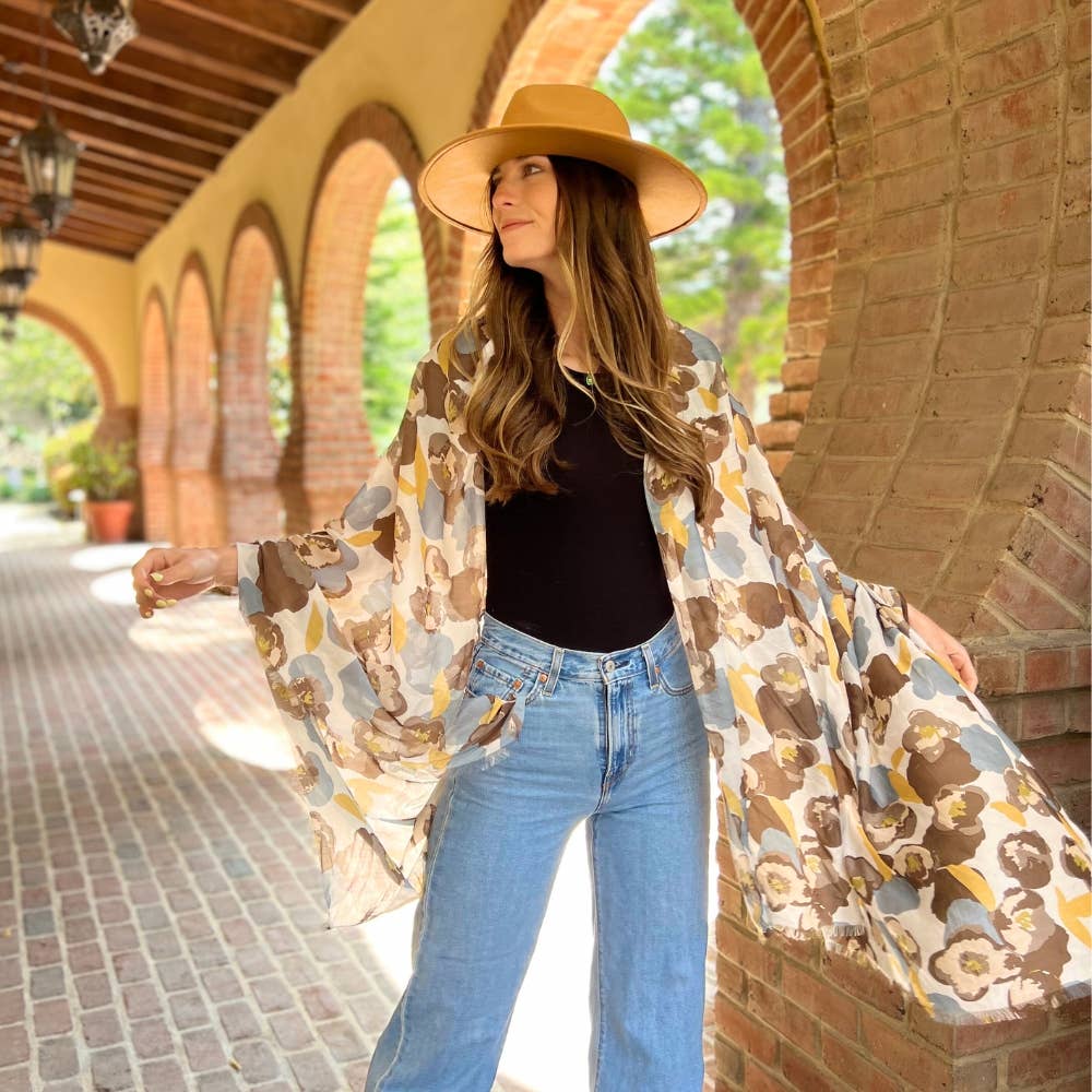 Humble Hilo – Cachecol - Mulher por atacado – Lenço Humble Hilo com arte de papoulas vetoriais26