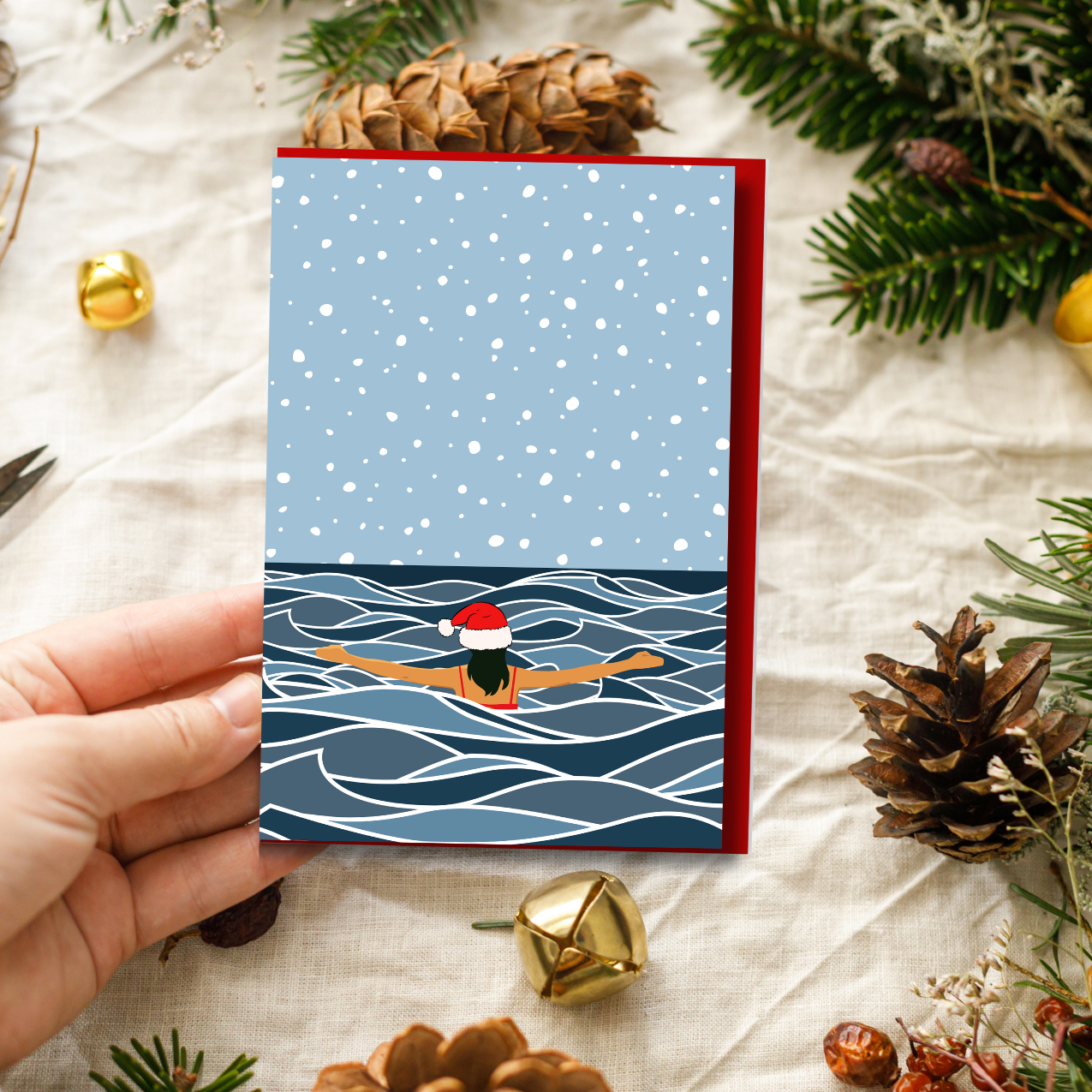 Waves & Wander - Wholesale Christmas Card - Wild Swimmer Christmas Card1