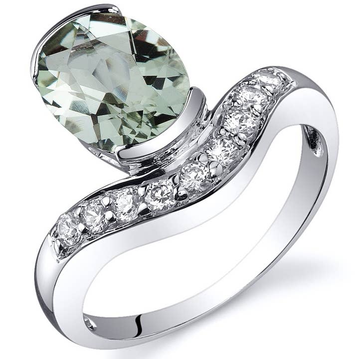 Bague en argent sterling taille ovale améthyste verte taille 7 pour la vente par Peliani