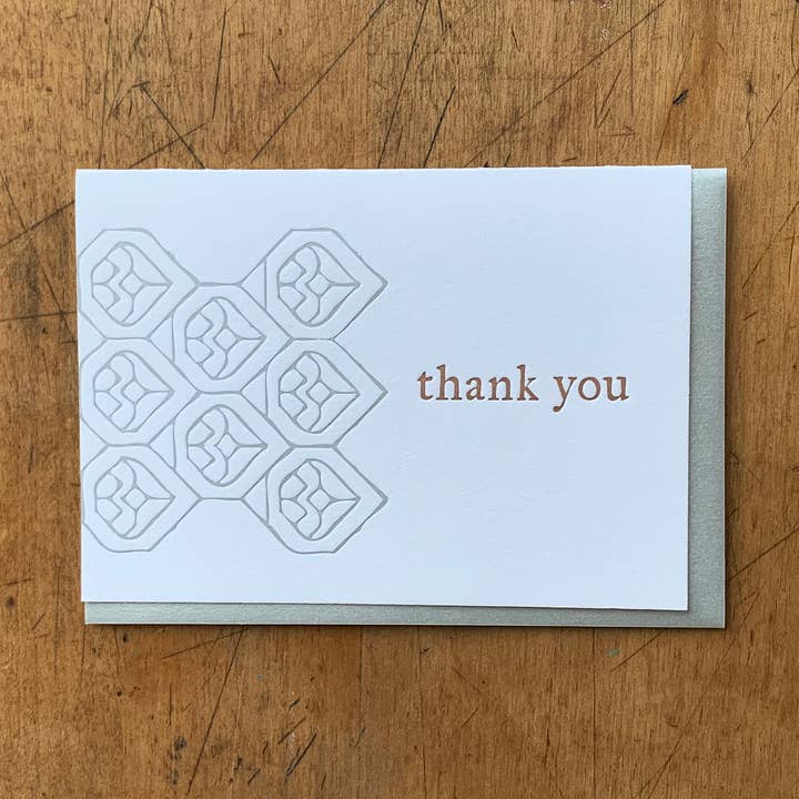 Thank You Geometric Card for wholesale by Letterpress PDX