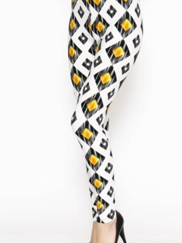 Modern Contemporary Gold Black Diamond ONE SIZE Leggings for wholesale by Love 4 Leggings
