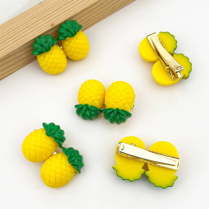 Pinza de Pelo Doble Encanto de Piña, Linda Horquilla Tropical para venta al por mayor de SoapElenGlen