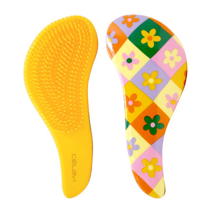 PINEAPPLE Beauty - Wholesale Hair Brush/Comb - Celavi HRF017 Detangling Hair Brush Flowers - 12 pcs