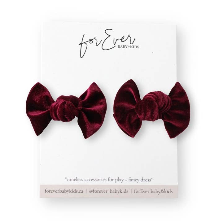 Conjunto Merlot Velvet Knotted Pigtail por atacado de forEver baby+kids