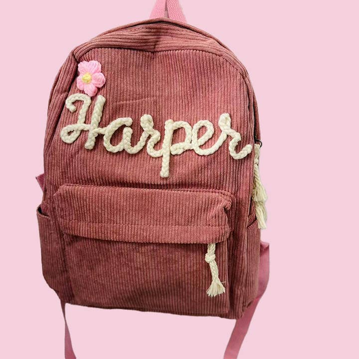 APHISON - Wholesale Backpack - Women's - Corduroy Large Capacity Backpack with Personalized Name3