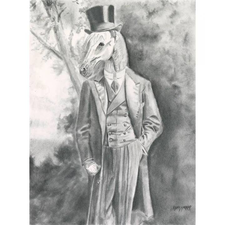Lámina (firmada): #14 - Caballo (de pie). Arte a lápiz para venta al por mayor de Keith Harrop - Pencil Art