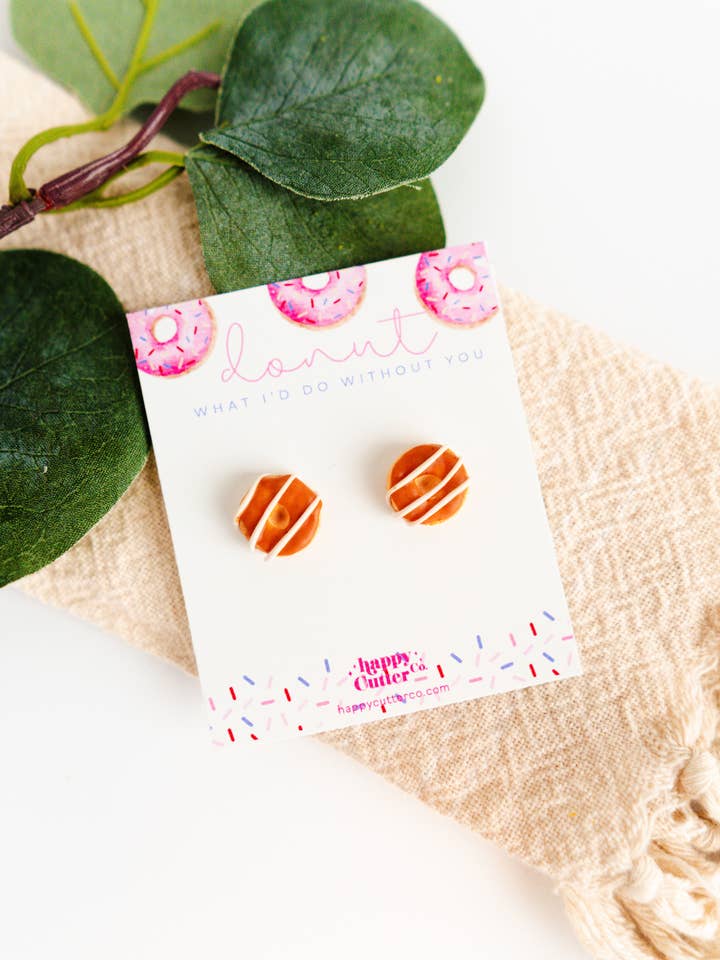 Maple Donut Clay Stud Earrings | Foodie Gift Dessert Gift for wholesale by Happy Cutter Co