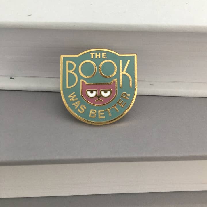 Rather Keen - Wholesale Lapel Pin/Button - The Book Was Better enamel pin - book snob cat pin5
